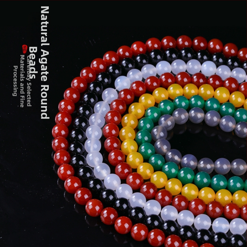 Ékszerkiegészítők – Természetes achát kerek gyöngyök, csiszolás és polírozás, magas színvonalú stílus, Crystal Key márka