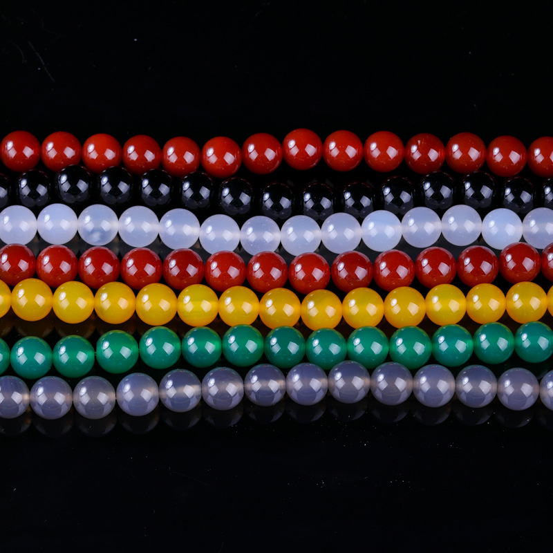 Ékszerkiegészítők – Természetes achát kerek gyöngyök, csiszolás és polírozás, magas színvonalú stílus, Crystal Key márka