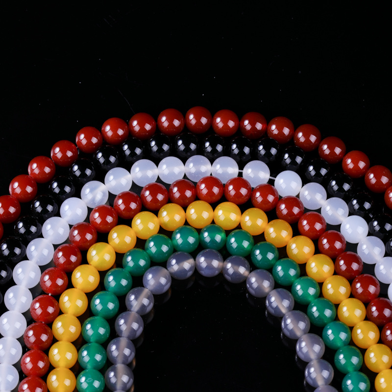 Ékszerkiegészítők – Természetes achát kerek gyöngyök, csiszolás és polírozás, magas színvonalú stílus, Crystal Key márka