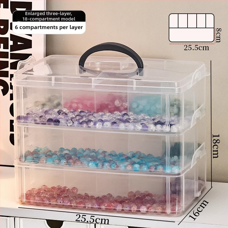 Műanyagból készült ékszerdoboz, porvédett, többfunkciós, 3 rétegű