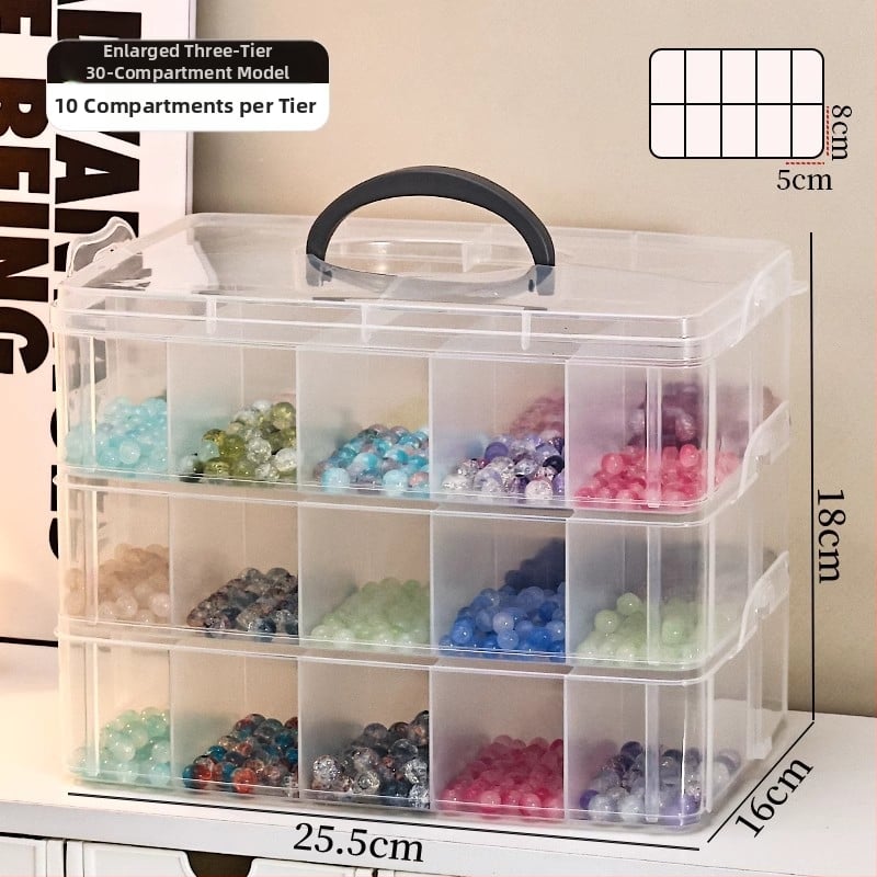 Műanyagból készült ékszerdoboz, porvédett, többfunkciós, 3 rétegű