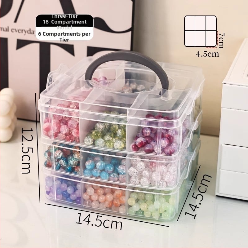 Műanyagból készült ékszerdoboz, porvédett, többfunkciós, 3 rétegű