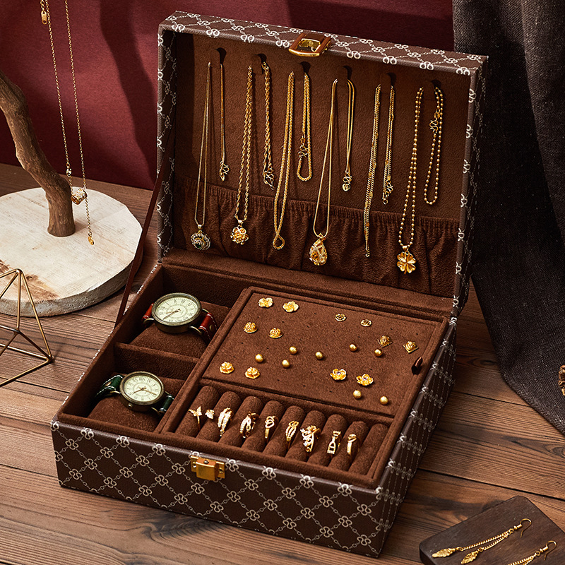 Kutija za nakit s prugastim uzorkom, materijal kortikalni, stil ležeran, tvrdoća: tvrda (Brand: Third son; Model: Jewelry box; Materijal: Cortical; Uzorak: Pruge; Tvrdoća: Tvrda)