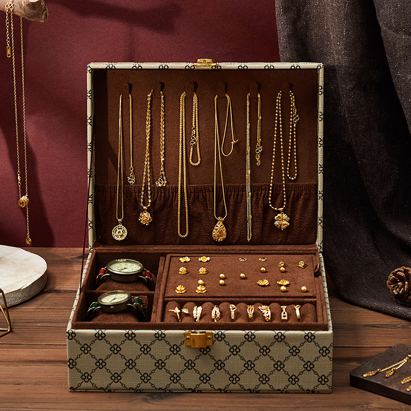 Kutija za nakit s prugastim uzorkom, materijal kortikalni, stil ležeran, tvrdoća: tvrda (Brand: Third son; Model: Jewelry box; Materijal: Cortical; Uzorak: Pruge; Tvrdoća: Tvrda)