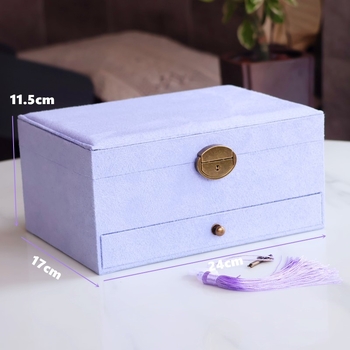 Prenosna kutija za nakit od flanelne za naušnice, ogrlice i prstene — Model 96616, mekan osjećaj, mogućnost prilagodbe