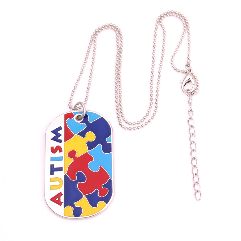 Puzzle identifikacijska ogrlica, legura, kuglični lanac, geometrijski privjesak, unisex, prilagodljivo