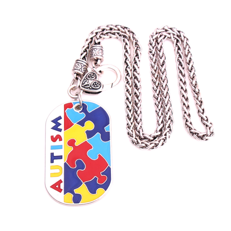 Puzzle identifikacijska ogrlica, legura, kuglični lanac, geometrijski privjesak, unisex, prilagodljivo