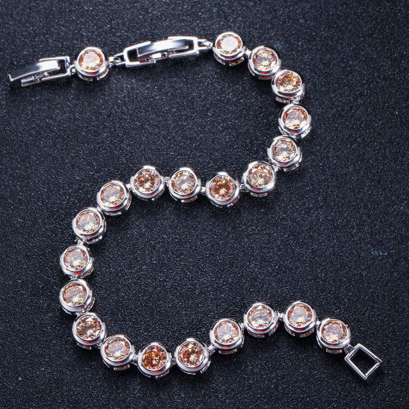 Гривна с циркон, позлатен мед, геометрична форма, против умора, инкрустирани камъни в платина или бяло злато