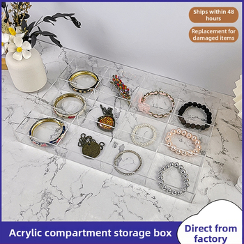 Cutie de depozitare din acrilic pentru birou cu compartimente transparente pentru cosmetice și bijuterii, cu capac