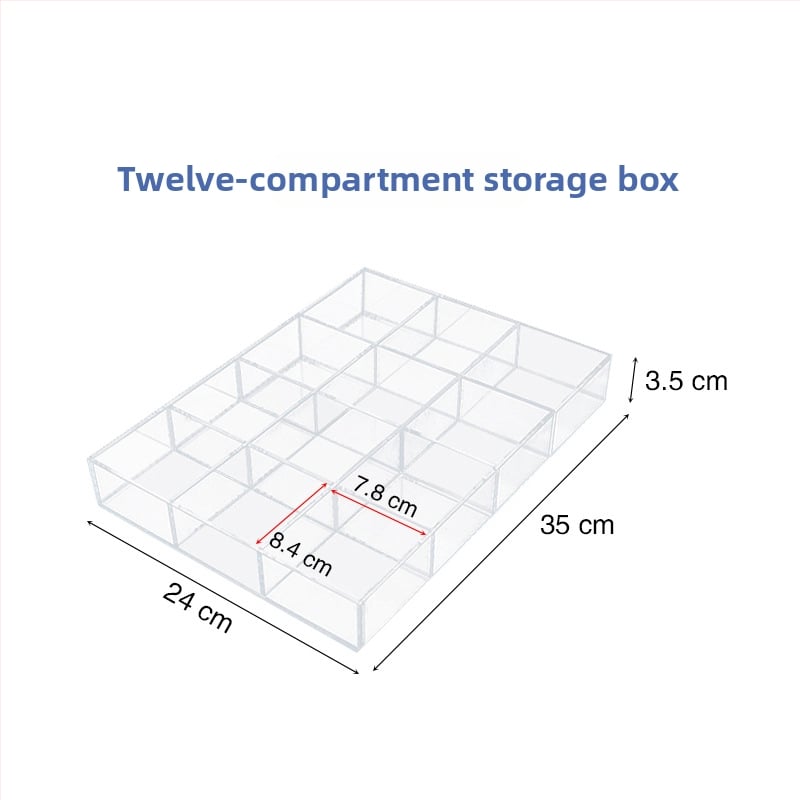 Cutie de depozitare din acrilic pentru birou cu compartimente transparente pentru cosmetice și bijuterii, cu capac