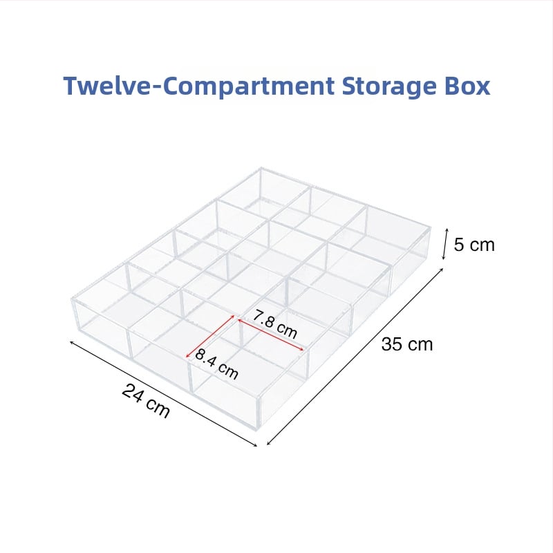 Cutie de depozitare din acrilic pentru birou cu compartimente transparente pentru cosmetice și bijuterii, cu capac