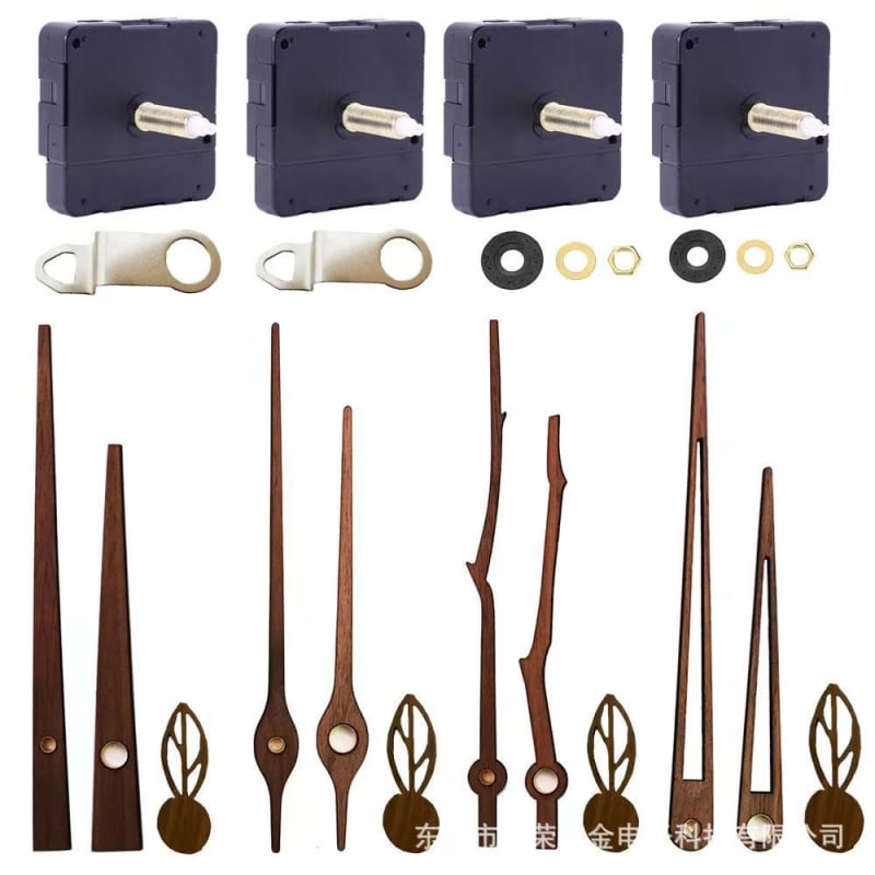 DIY стенен часовник с дълга ос и тих кварцов механизъм, секунден стрелка с плавно движение, ръце от орехово дърво, пластмасов корпус, модерeн минималистичен стил, възможност за печат на лого