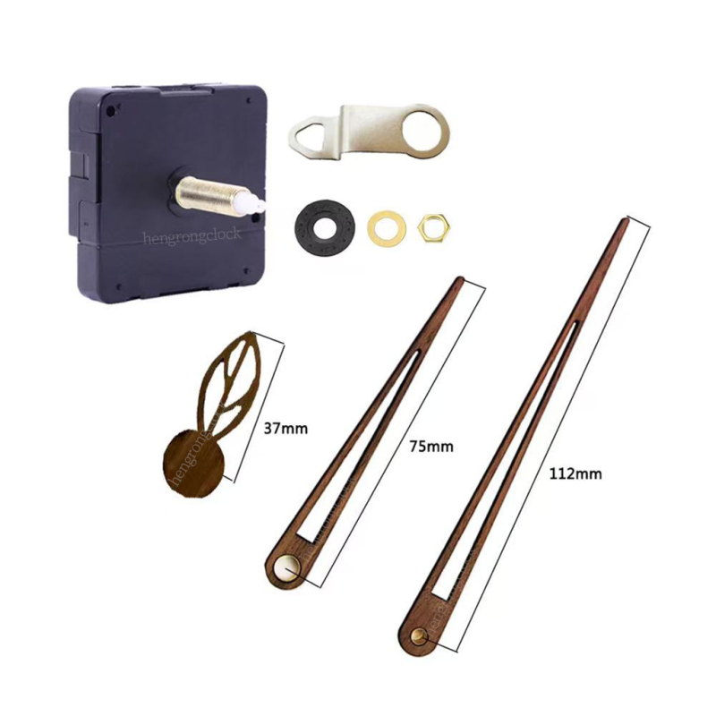 DIY стенен часовник с дълга ос и тих кварцов механизъм, секунден стрелка с плавно движение, ръце от орехово дърво, пластмасов корпус, модерeн минималистичен стил, възможност за печат на лого