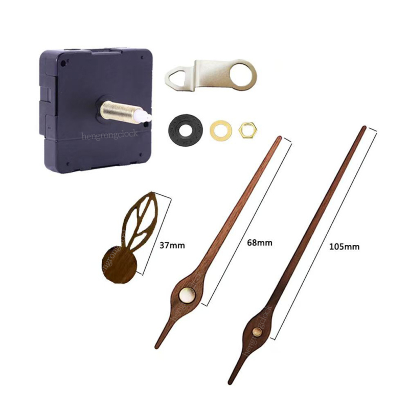 DIY стенен часовник с дълга ос и тих кварцов механизъм, секунден стрелка с плавно движение, ръце от орехово дърво, пластмасов корпус, модерeн минималистичен стил, възможност за печат на лого