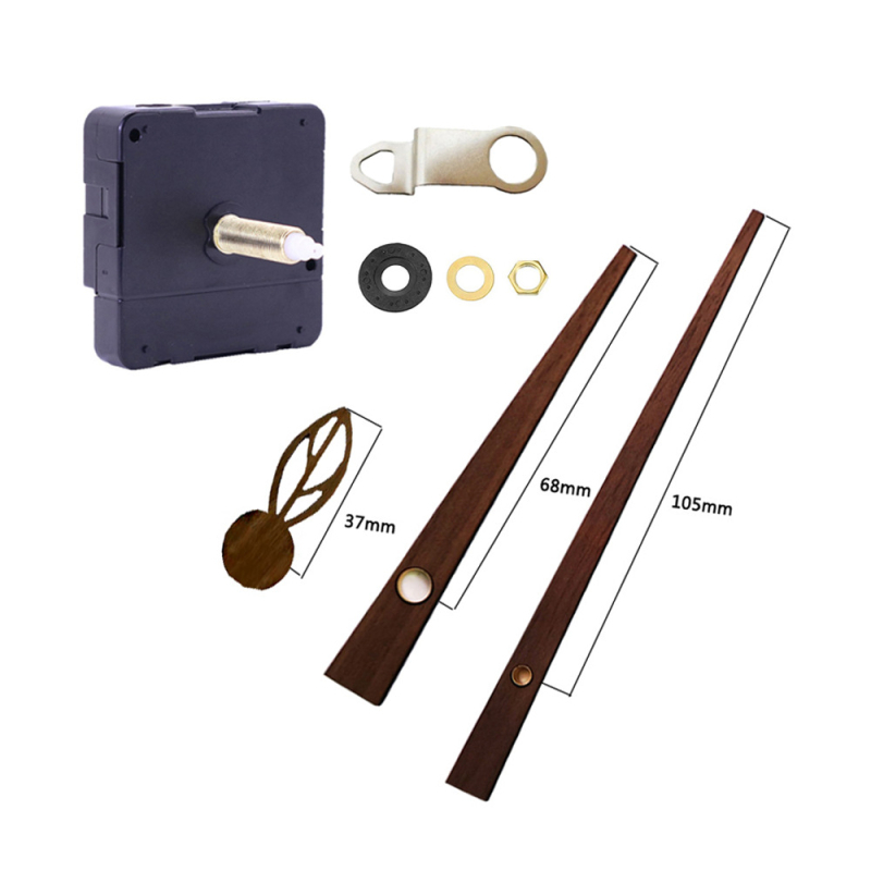 DIY стенен часовник с дълга ос и тих кварцов механизъм, секунден стрелка с плавно движение, ръце от орехово дърво, пластмасов корпус, модерeн минималистичен стил, възможност за печат на лого