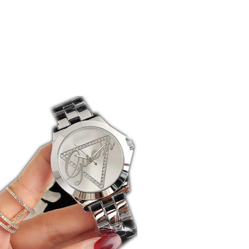 Моден дамски часовник - кварцов механизъм, циферблат 38 мм, дебелина 18 мм, корпус и каишка от сплав, единична сгъваща катарама, декорация с кристали