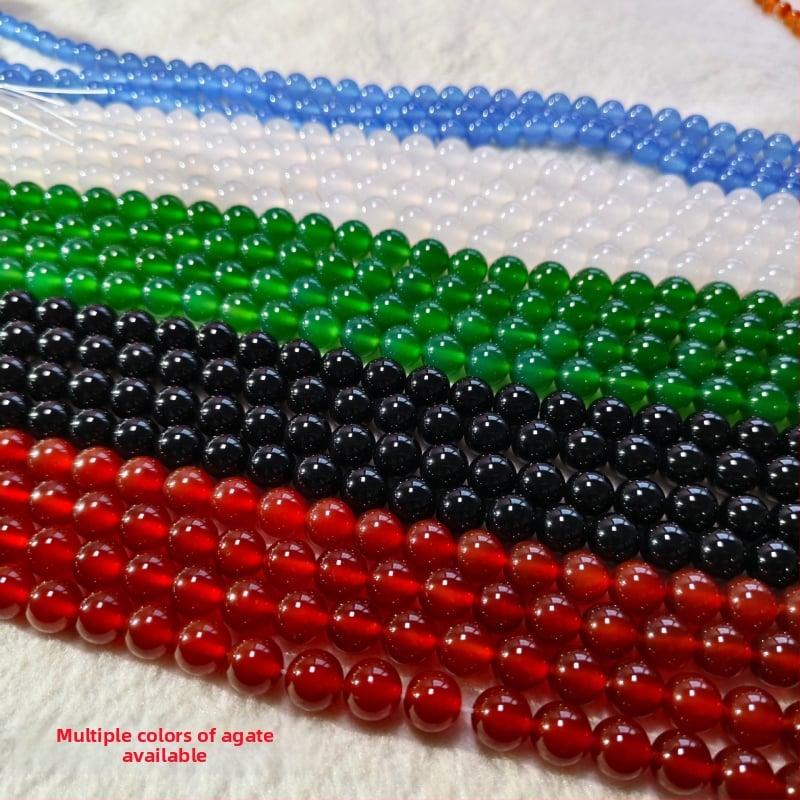 7A+ achát gyöngyök, kör alakú, csiszolás és polírozás, nemes mintázat