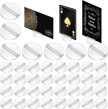 Kortų laikiklis stalo žaidimams su skaidria apvalia plastmasine baze, medžiaga PS, laikiklis ir kampinis klipsas