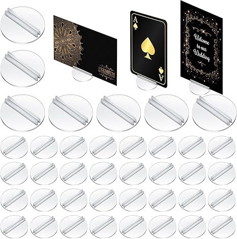 Kortų laikiklis stalo žaidimams su skaidria apvalia plastmasine baze, medžiaga PS, laikiklis ir kampinis klipsas