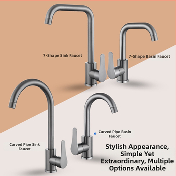 Nerūdijančio plieno virtuvės čiaupas su karštu ir šaltu vandeniu, keramikos vožtuvas, įvadas 20 mm / išvestis 20 mm, montavimas sėdėjimo tipo, modernus minimalistinis stilius