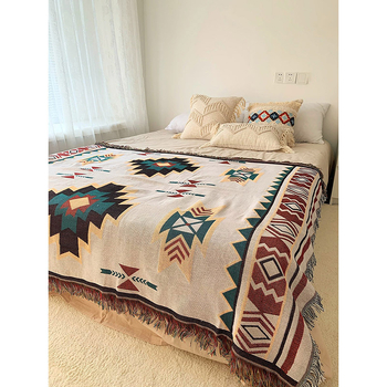 Джакард украса за нощно шкафче, бохемски етнически стил, геометричен абстрактен принт, полиестер, персонализируемо, печат на лого наличен