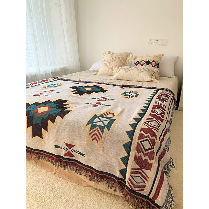 Джакард украса за нощно шкафче, бохемски етнически стил, геометричен абстрактен принт, полиестер, персонализируемо, печат на лого наличен