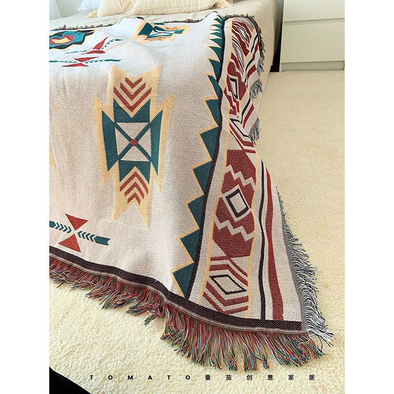 Джакард украса за нощно шкафче, бохемски етнически стил, геометричен абстрактен принт, полиестер, персонализируемо, печат на лого наличен