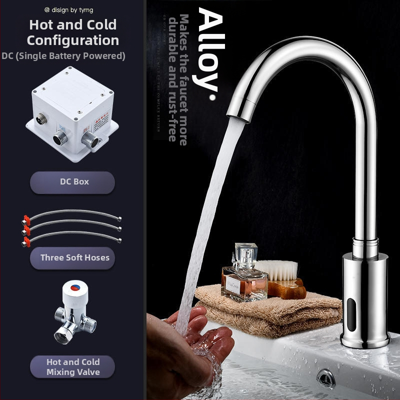 Kuhinjska slavina s indukcijskim senzorom, 2-u-1 infracrvena, vruća i hladna, Galley model, bakarna legura, G1/2 priključak, 0–80°C