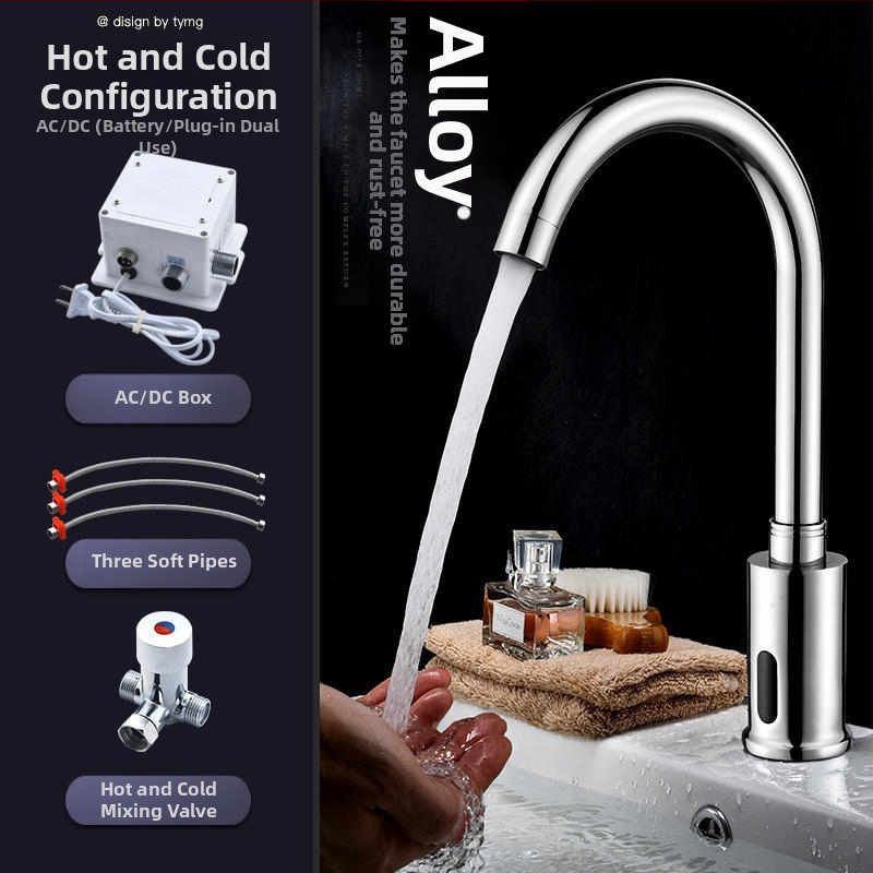 Kuhinjska slavina s indukcijskim senzorom, 2-u-1 infracrvena, vruća i hladna, Galley model, bakarna legura, G1/2 priključak, 0–80°C