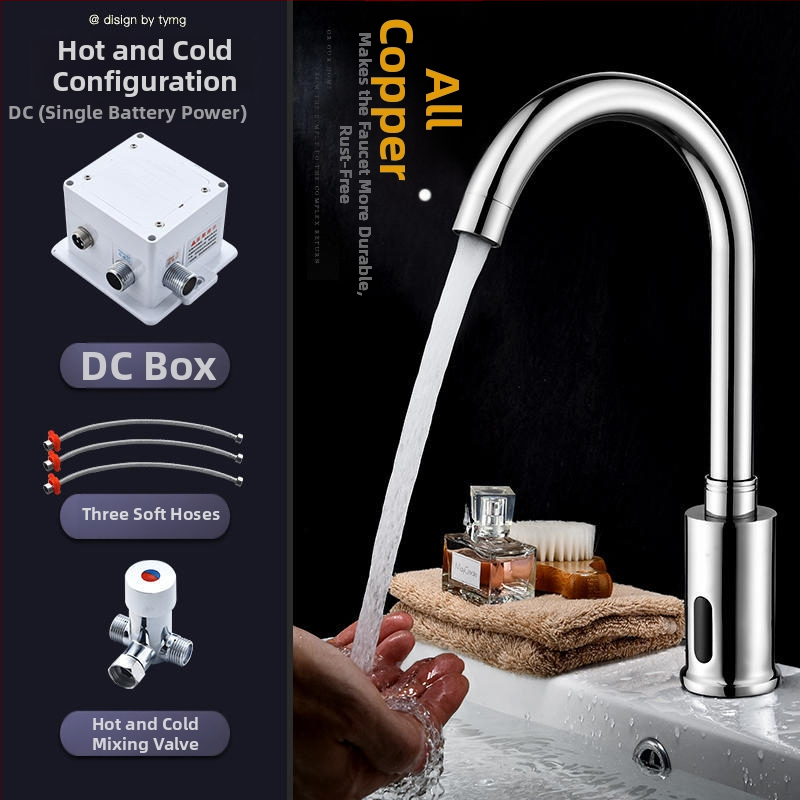 Kuhinjska slavina s indukcijskim senzorom, 2-u-1 infracrvena, vruća i hladna, Galley model, bakarna legura, G1/2 priključak, 0–80°C