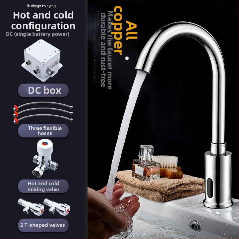 Kuhinjska slavina s indukcijskim senzorom, 2-u-1 infracrvena, vruća i hladna, Galley model, bakarna legura, G1/2 priključak, 0–80°C