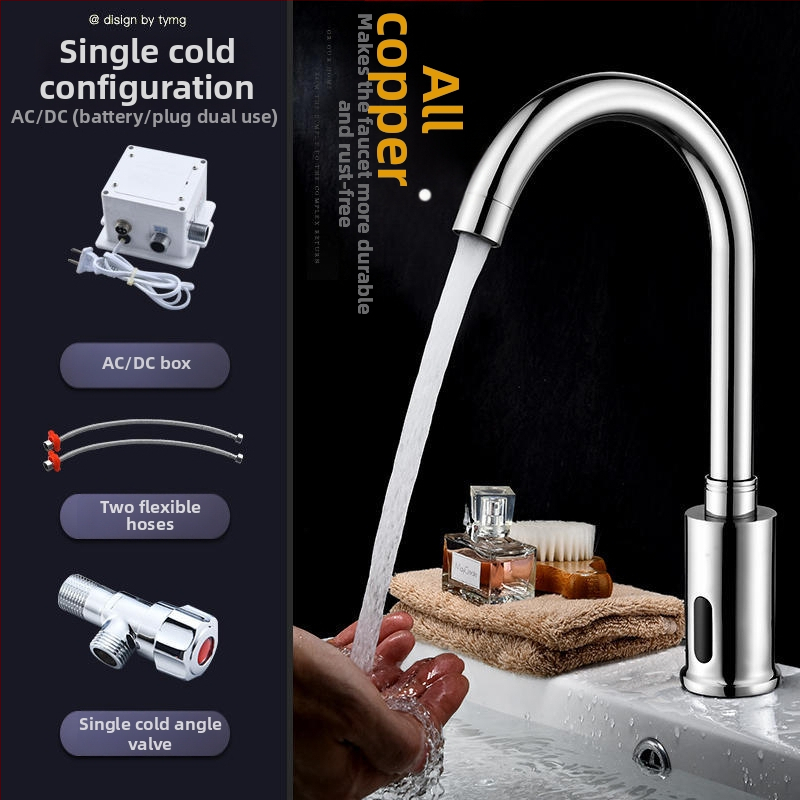 Kuhinjska slavina s indukcijskim senzorom, 2-u-1 infracrvena, vruća i hladna, Galley model, bakarna legura, G1/2 priključak, 0–80°C