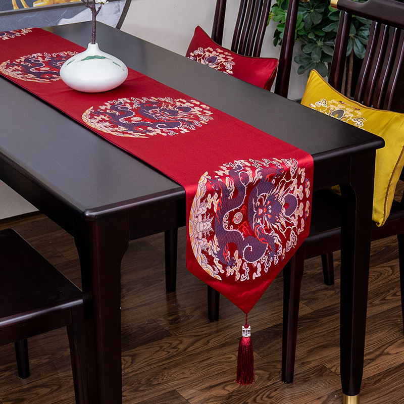 Трапезна пътека за маса за дневната – Нов китайски стил, полиестер 50/50 бленд, серия Китайски стил