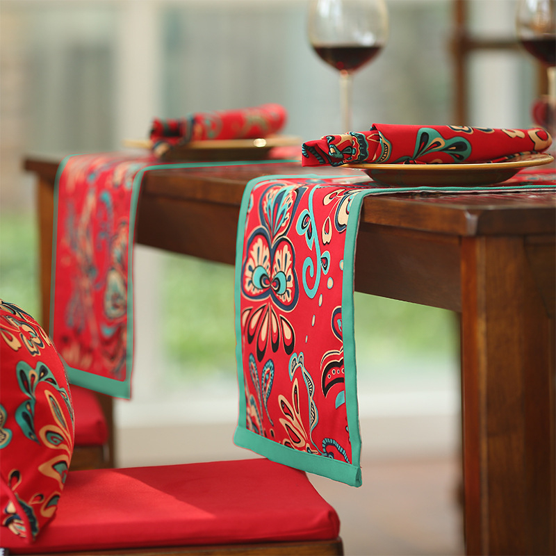 Hanshang пътека за маса в китайски стил, празничен памучен дизайн, персонализируема декорация за маса или край на леглото