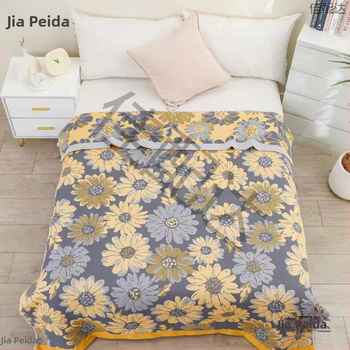 Покривка за легло - многослойна, памук, пасторален стил, флорална шарка, миеща се