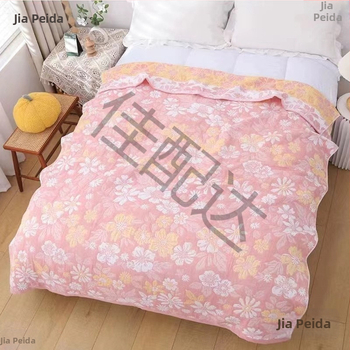 Покривка за легло - многослойна, памук, пасторален стил, флорална шарка, миеща се