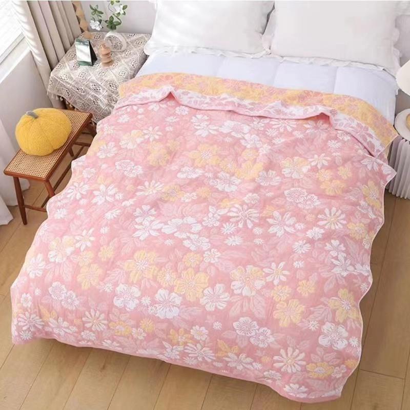 Покривка за легло - многослойна, памук, пасторален стил, флорална шарка, миеща се