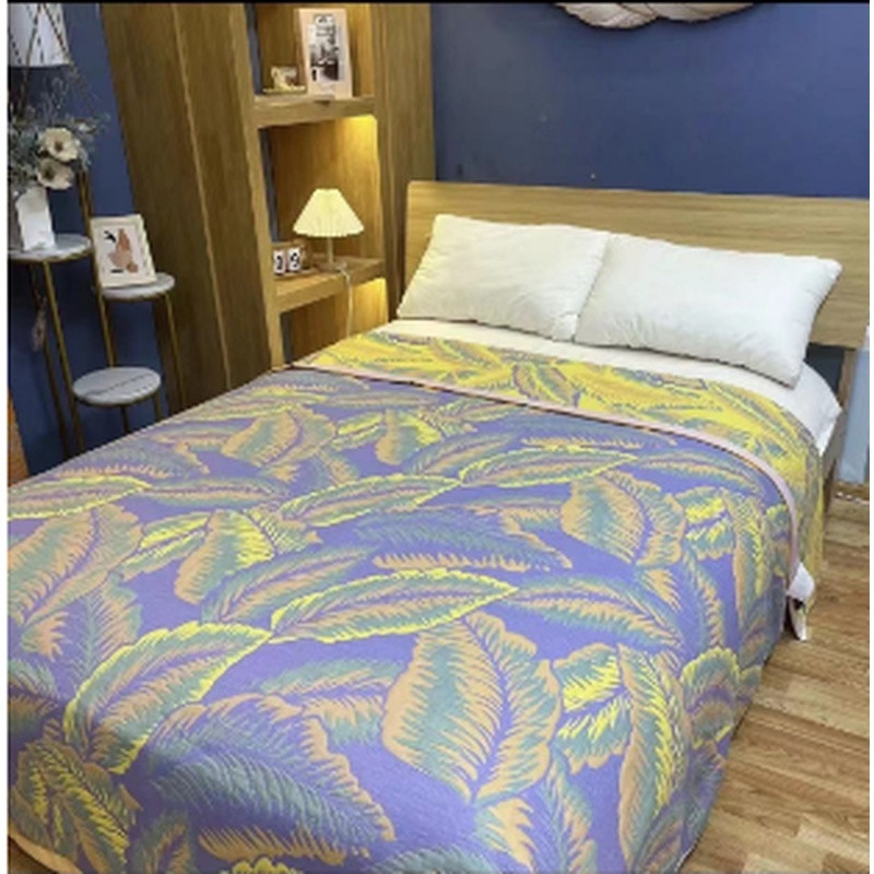 Покривка за легло - многослойна, памук, пасторален стил, флорална шарка, миеща се