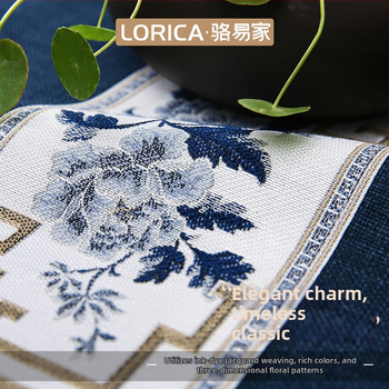 Bed Runner Luo Yijia, китайски класически стил, Doris hemp, растителен принт, печат на лого, хотелски стандарт