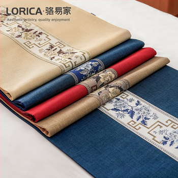 Bed Runner Luo Yijia, китайски класически стил, Doris hemp, растителен принт, печат на лого, хотелски стандарт