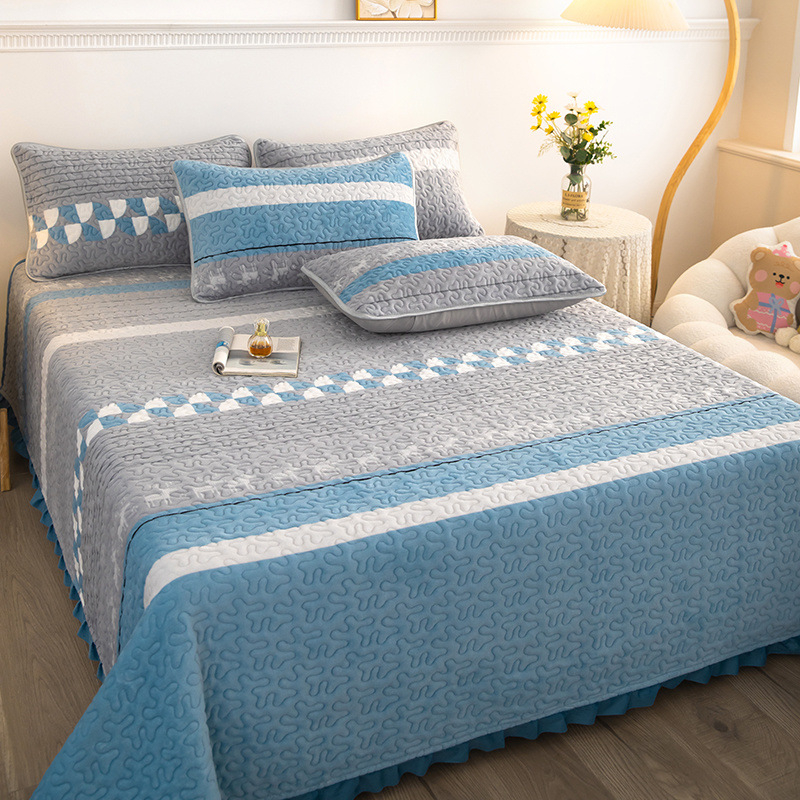 Kolmepalgaline voodipesu komplekt talveks, puuvillane, fleece vooder, taimed ja lilled muster, multikas stiil