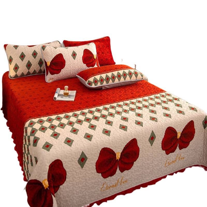 Kolmepalgaline voodipesu komplekt talveks, puuvillane, fleece vooder, taimed ja lilled muster, multikas stiil