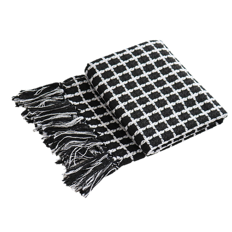 Puuvillane hotellistiili pleed geomeetrilise abstrakti mustriga, kohandatav töötlemine ja trükitud logo