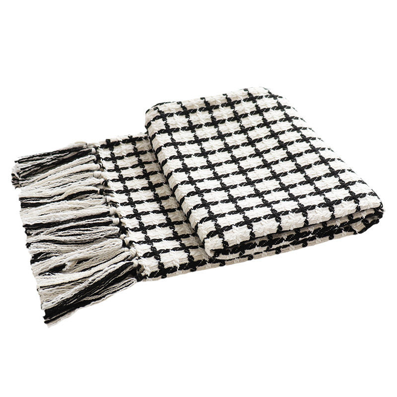 Puuvillane hotellistiili pleed geomeetrilise abstrakti mustriga, kohandatav töötlemine ja trükitud logo