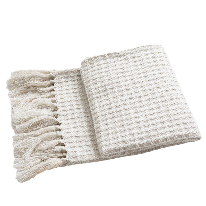 Puuvillane hotellistiili pleed geomeetrilise abstrakti mustriga, kohandatav töötlemine ja trükitud logo