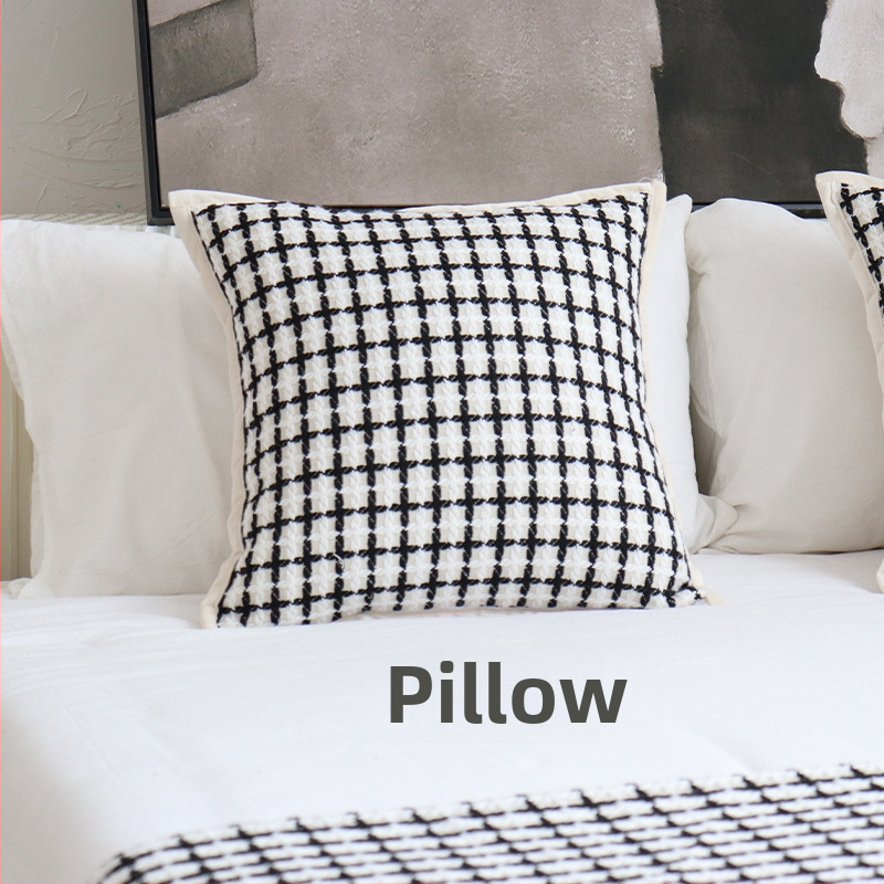 Puuvillane hotellistiili pleed geomeetrilise abstrakti mustriga, kohandatav töötlemine ja trükitud logo