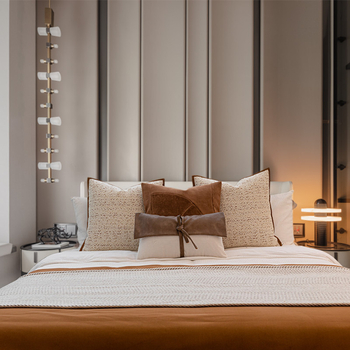 Voodi jooksja logoga – minimalistlik stiil, hotellikasutus, ühesugune muster, kohandatav