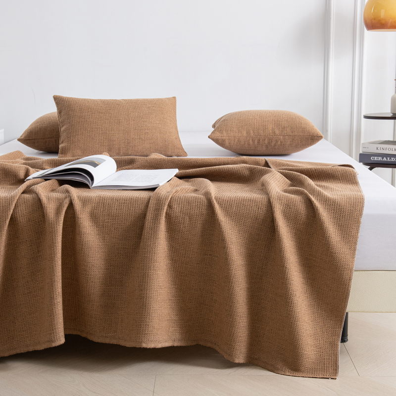 Voodi lõpu kate ja pleed, moodne minimalistlik stiil, bränd Sewing Leaf Warbler, ühetooniline muster, hotellitoode