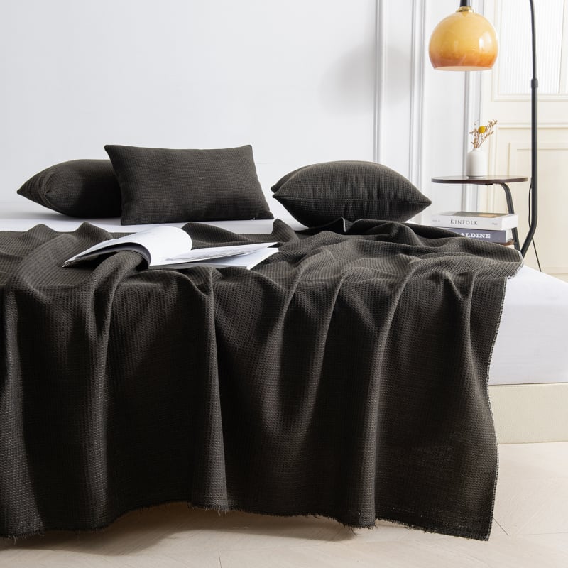 Voodi lõpu kate ja pleed, moodne minimalistlik stiil, bränd Sewing Leaf Warbler, ühetooniline muster, hotellitoode