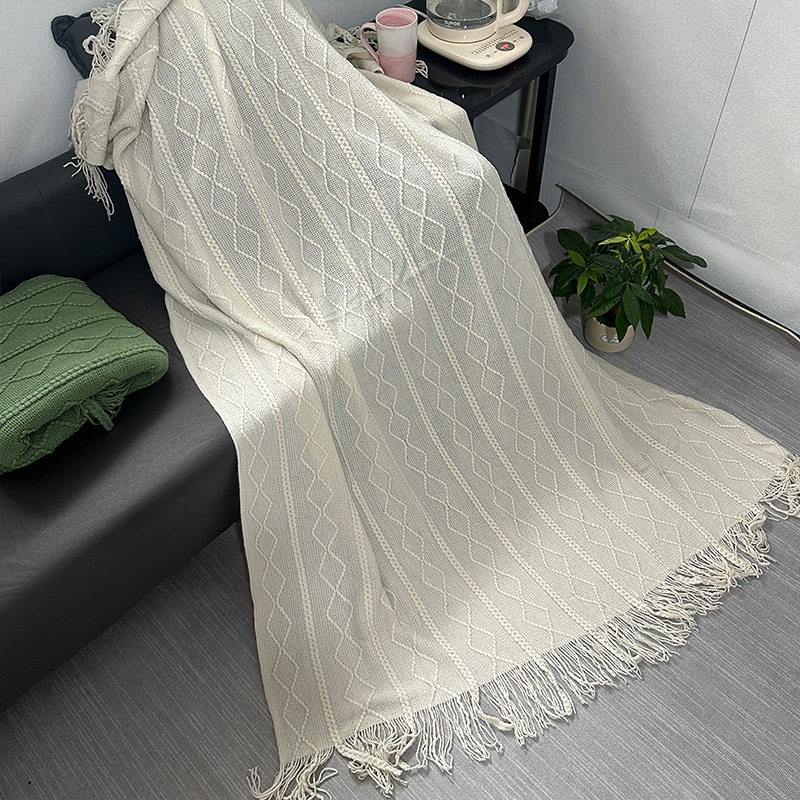 Nordijski geometrijski pleteni pokrivač za kauč, za sve sezone, težina 500–799 g, dekorativan